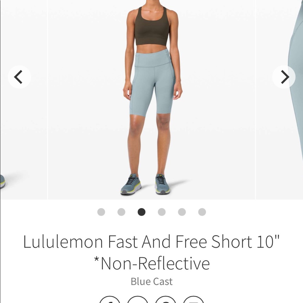 Lululemon fast and free shorts 10” size 4 pockets blue cast biker non reflective